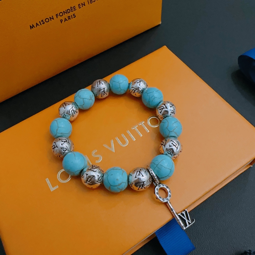 Louis Vuitton LV bracelet 🇷🇼 multi-element turquoise thai silver style (large) bracelet