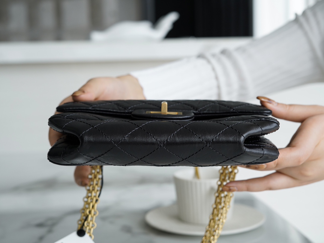 𝗖𝗵𝗮𝗻𝗲𝗹 Replica ❷. ❺❺ Italian [Montebello] tire cowhide 𝗠𝗶𝗻𝗶 black gold