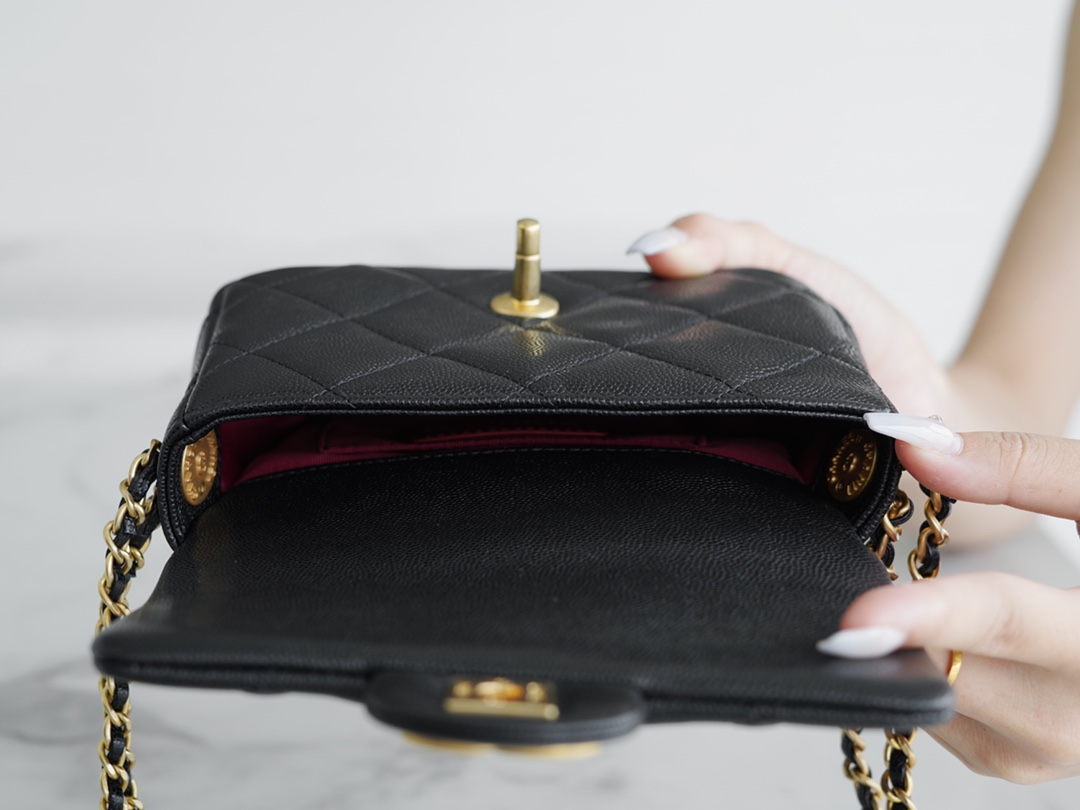 𝗖𝗛𝗔𝗘𝗡𝗟✦ 22A Advanced Handcraft Workshop Gold Coin Cover Bag Fang Fatty Genuine Leather