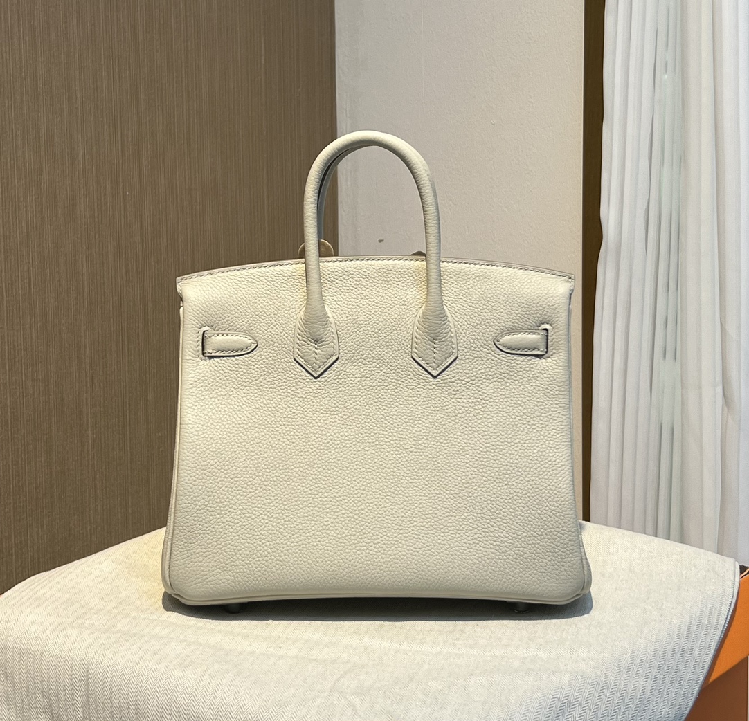 birkin25 imported togo leather glacier white all handmade gold buckle silver buckle