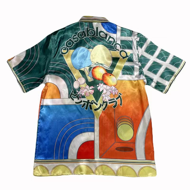Casablanca 2022 spring and summer new table tennis printed silk short-sleeved shirt