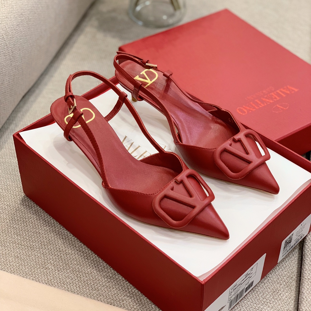 【Valentino】Valentino highest version of kitten heel sandals custom original top calfskin