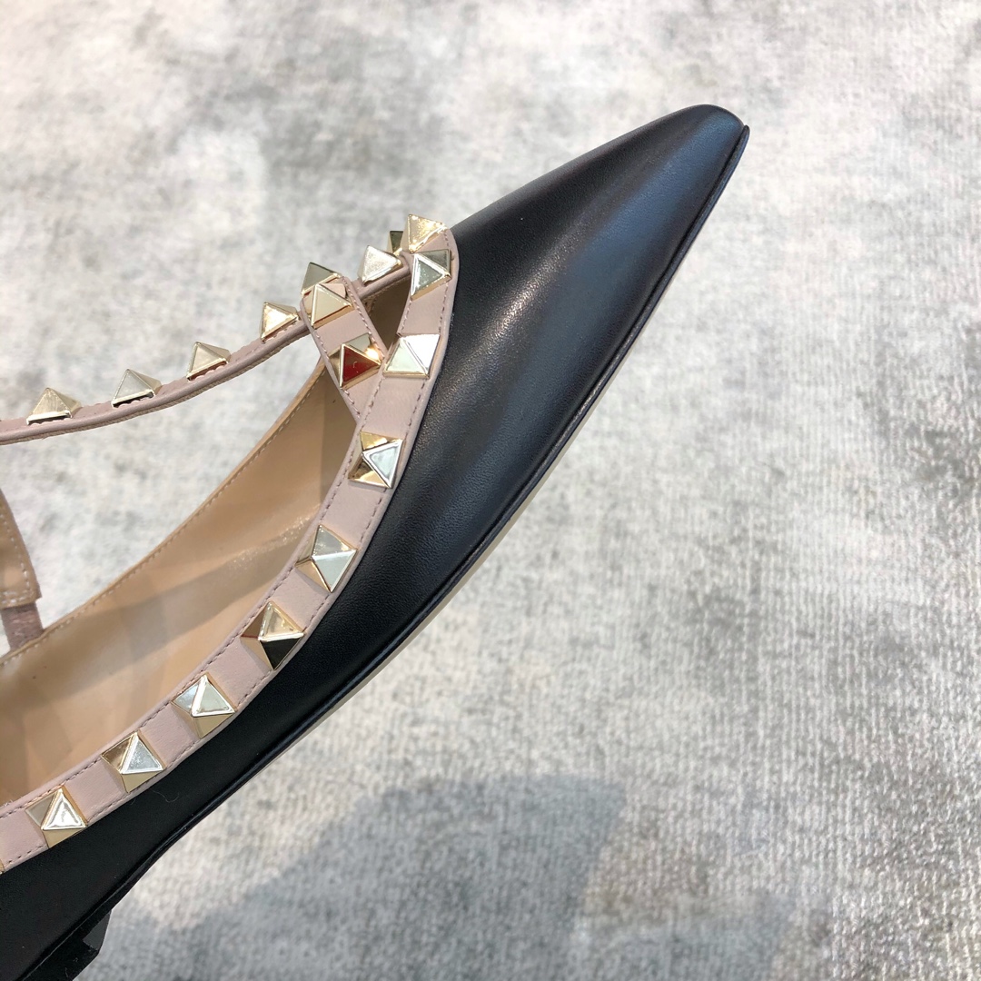 Valentino VT Collection Two Strap Flats Black