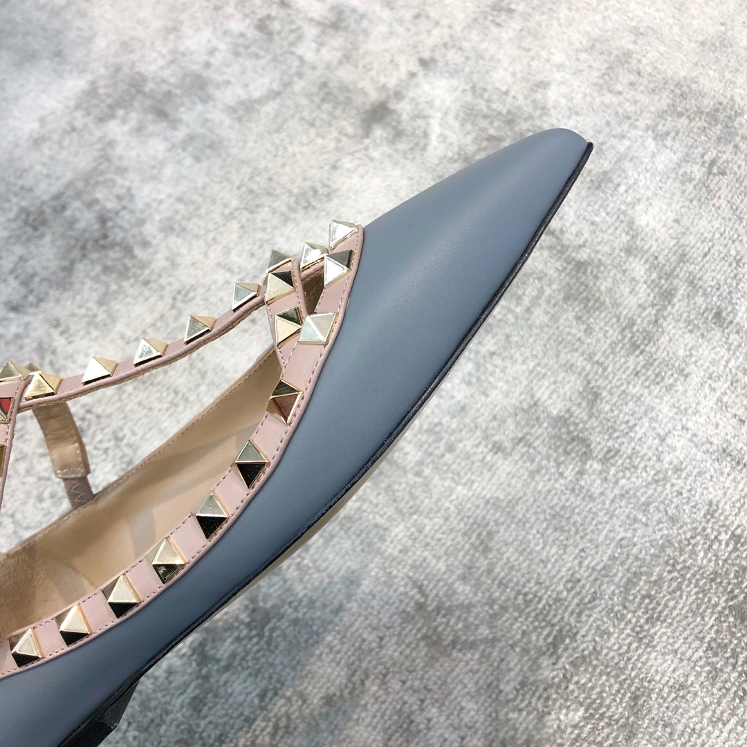 Valentino VT Collection Two Strap Flats Haze Blue