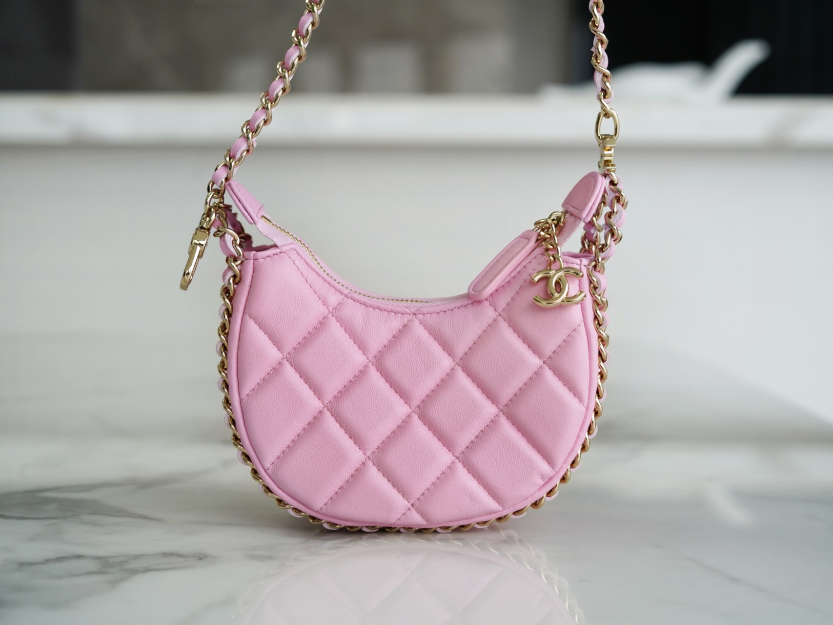 𝗖𝗛𝗔𝗡𝗘𝗟 23p moon/moon bag small pink