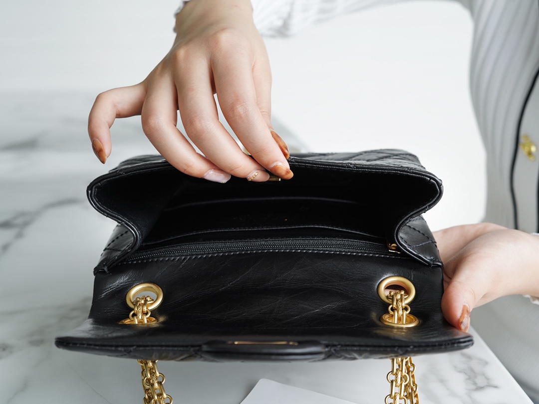 𝗖𝗵𝗮𝗻𝗲𝗹 Replica ❷. ❺❺ Italian [Montebello] tire cowhide 𝗠𝗶𝗻𝗶 black gold