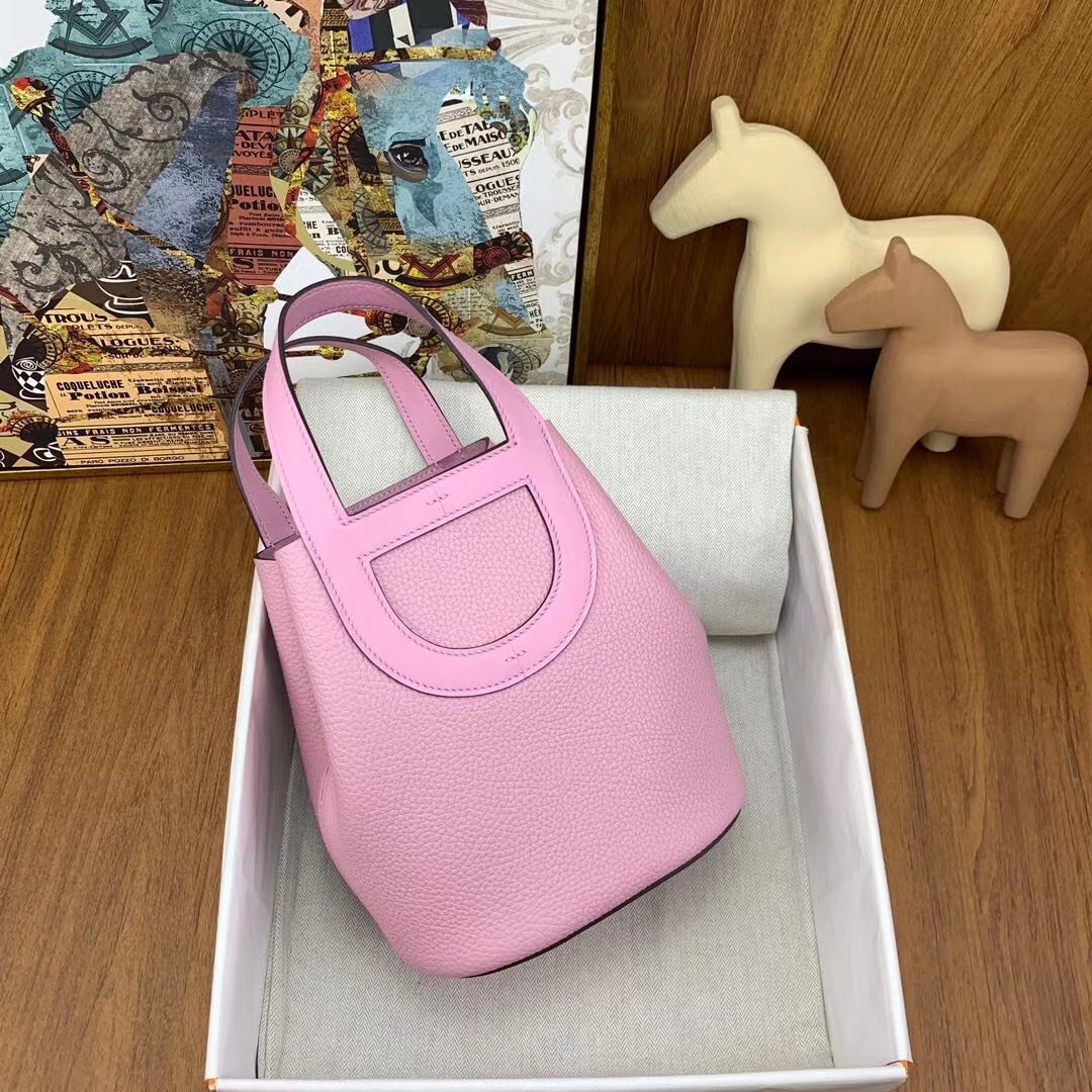 Pig nose vegetable basket 18cm imported Clemence leather mallow purple silver buckle