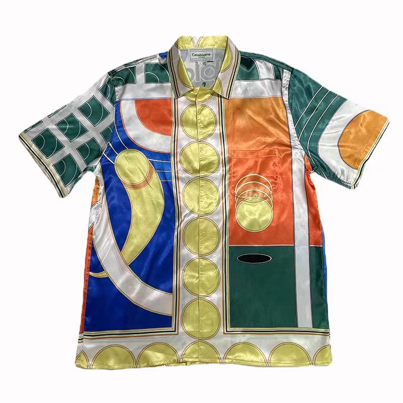 Casablanca 2022 spring and summer new table tennis printed silk short-sleeved shirt