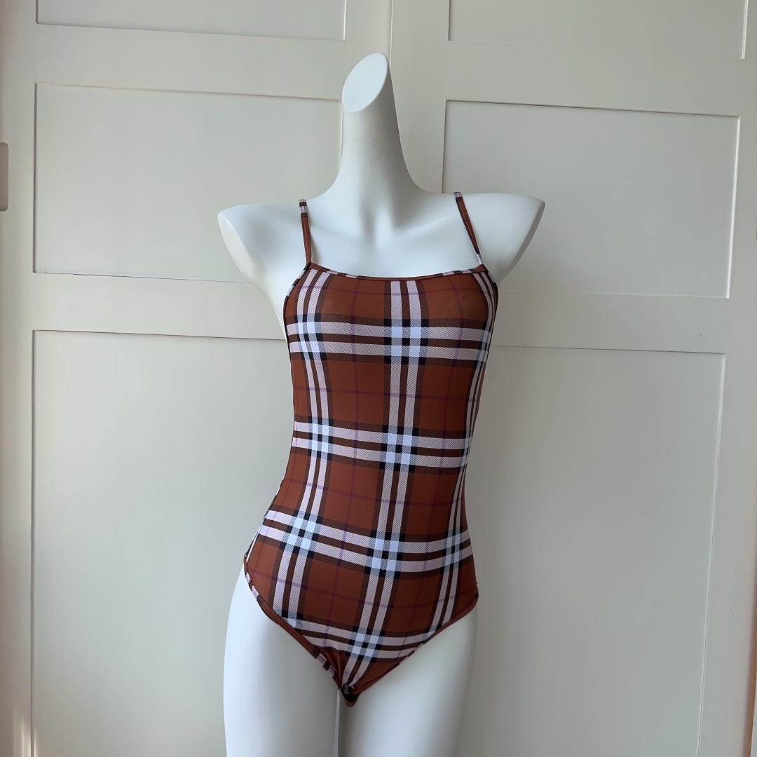 Burberry classic English one-piece swimsuit with straps