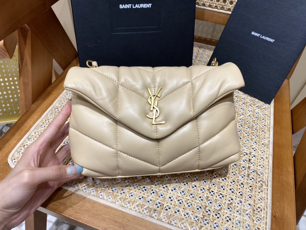 SAINT LAURENT #𝙇𝙤𝙪𝙇𝙤𝙪 𝙥𝙪𝙛𝙛𝙚𝙧LOULOU PUFFER Mini Quilted Lambskin Bag #620333Original Leather