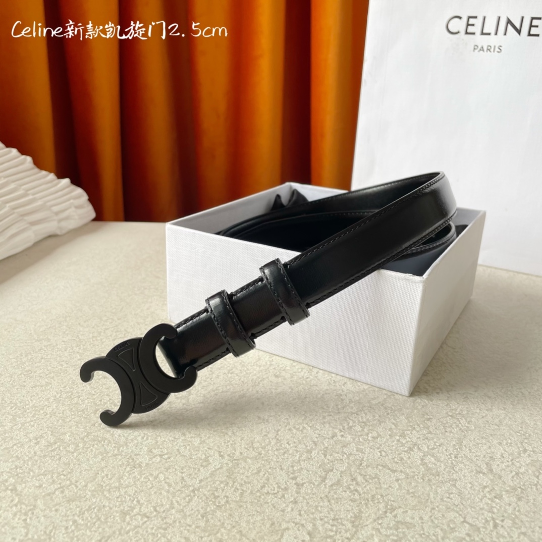 CELINE new leather Arc de Triomphe buckle ladies belt