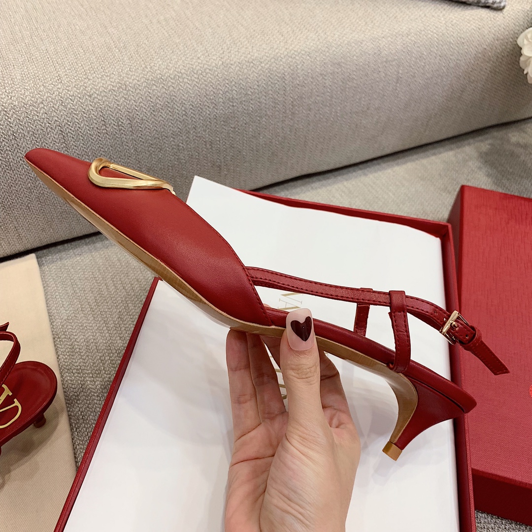 【Valentino】Valentino highest version of kitten heel sandals custom original top calfskin