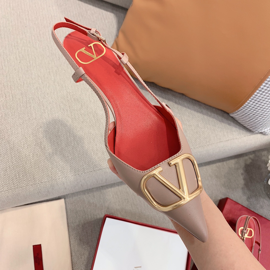 【Valentino】Valentino highest version of kitten heel sandals custom original top calfskin