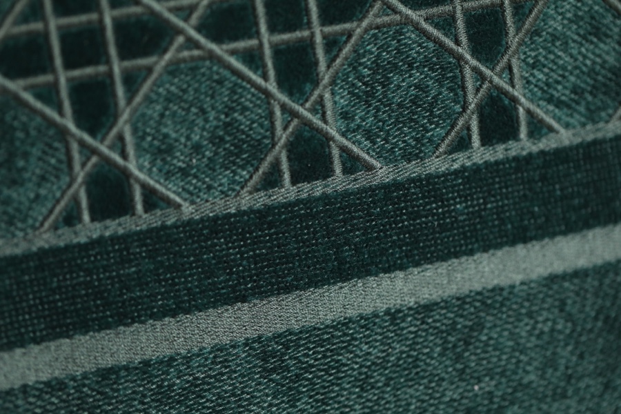 DIOR TOTE embroidered vine check pattern dark green velvet