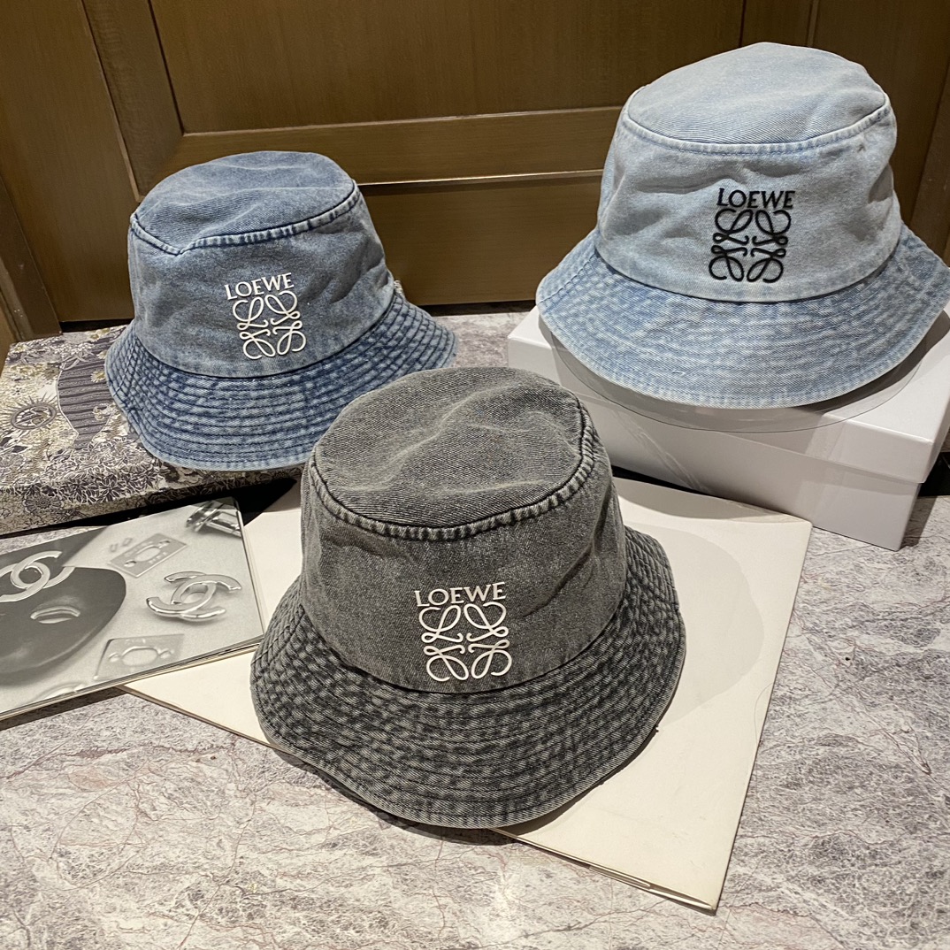 [Loewe Luo Yiwei] 2023 new denim old fisherman hat