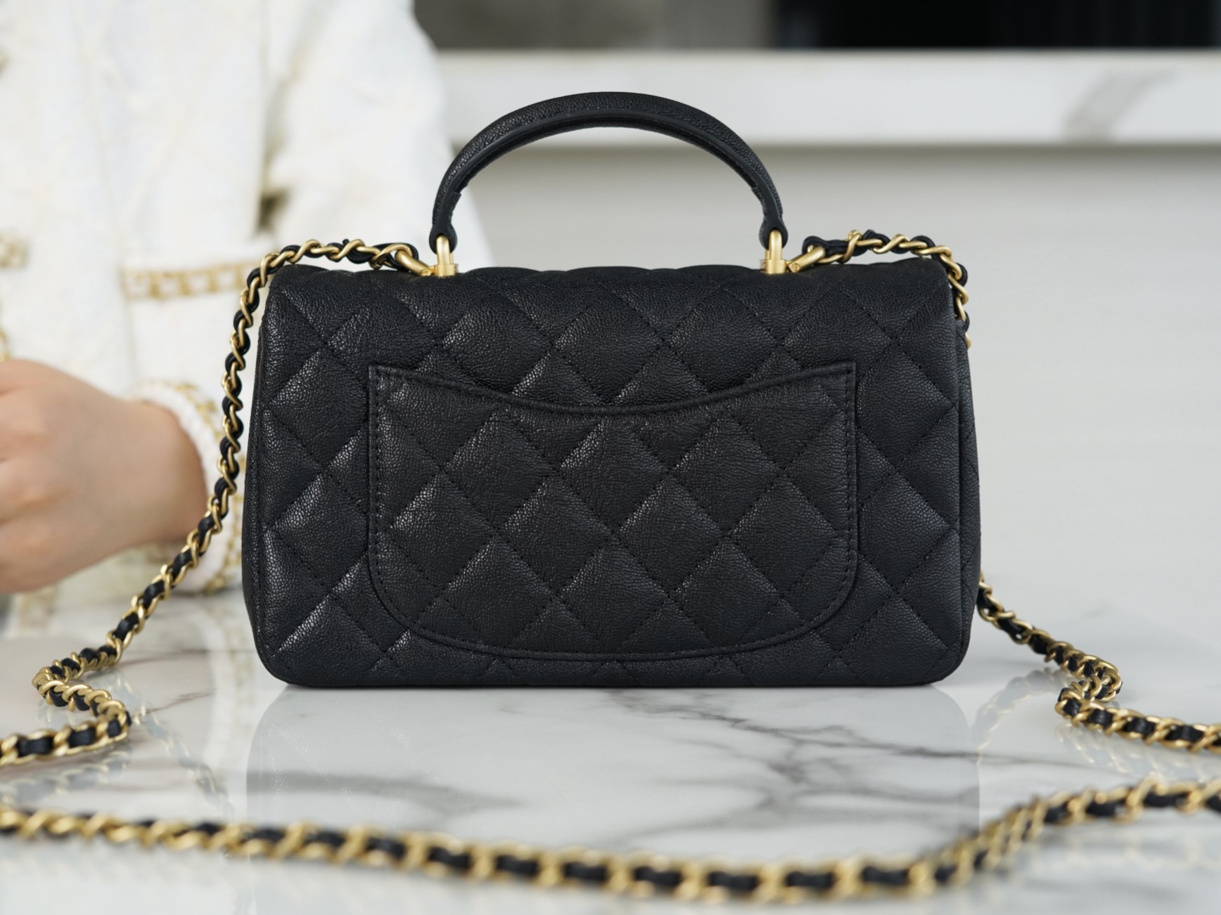 𝗖𝗛𝗔𝗡𝗘𝗟 𝗖𝗹𝗮𝘀𝘀𝗶𝗰 𝗙𝗹𝗮𝗽 2021 𝗦𝘀 Spring/Summer New Handle 𝐂𝐅 𝐦𝐢𝐧𝐢耀夜黑