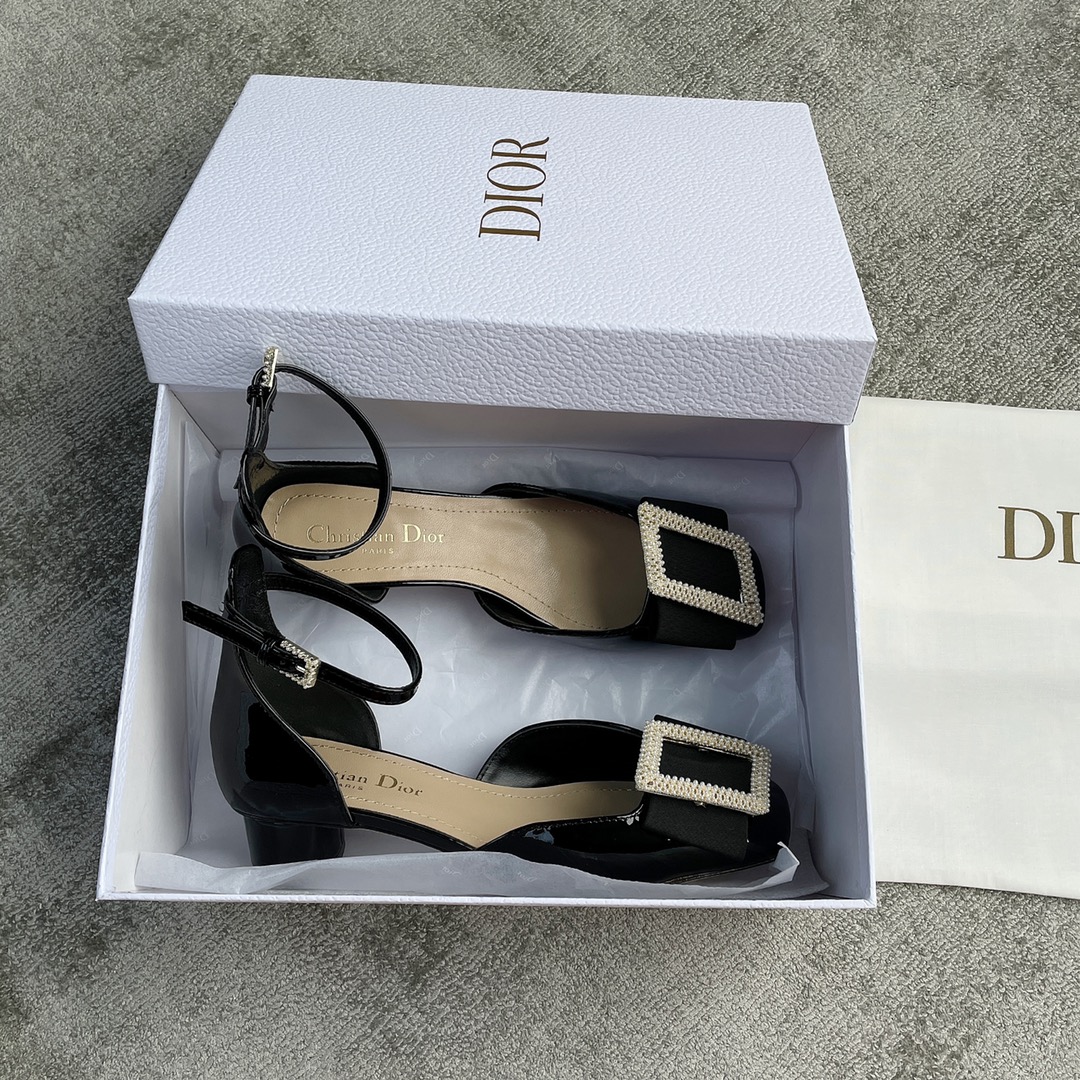 DIOR ballet heels with black diamond buckle 3.5cm