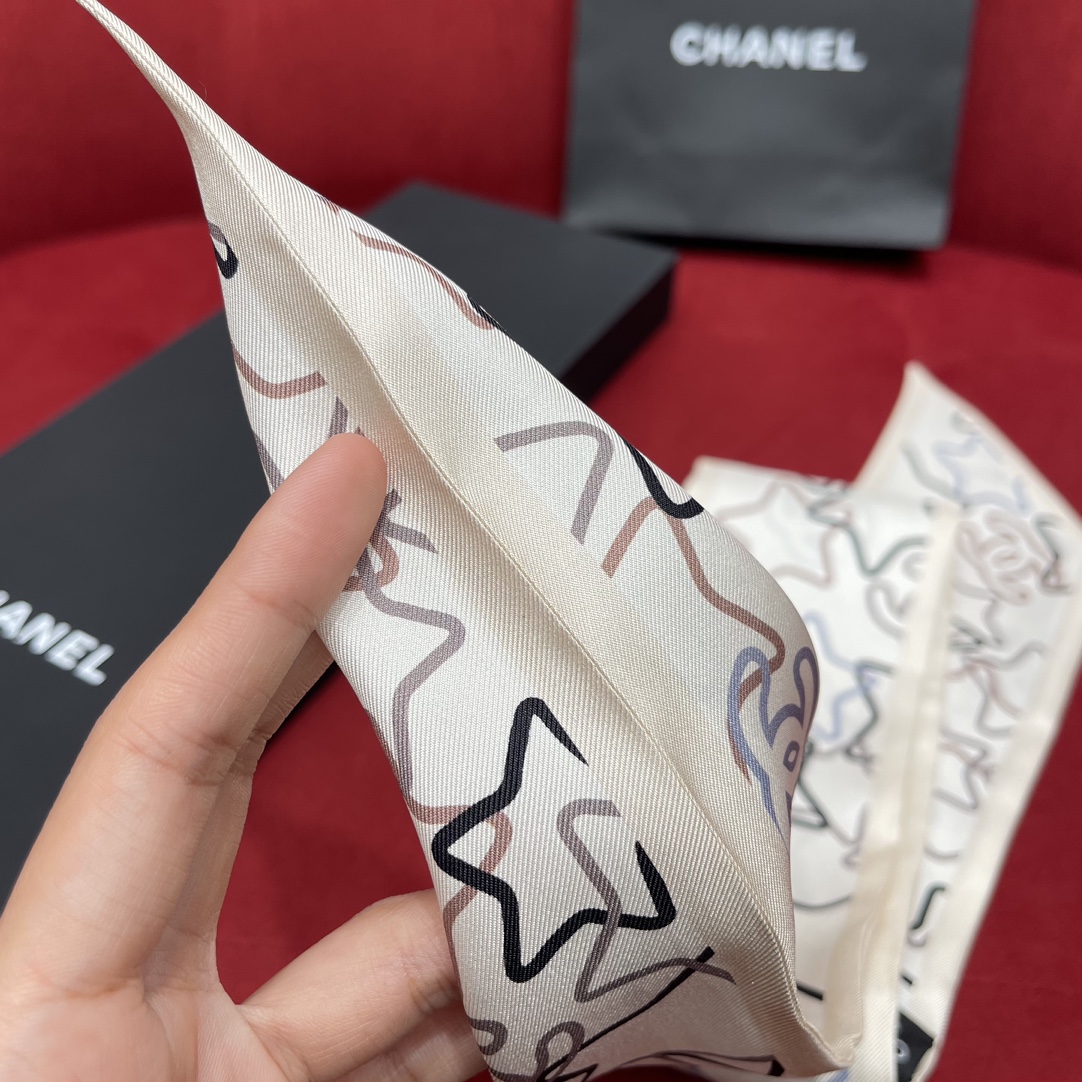 𝐂𝐡𝐚𝐧𝐞𝐥 Ribbon star combination hair tie 100% mulberry silk fabric