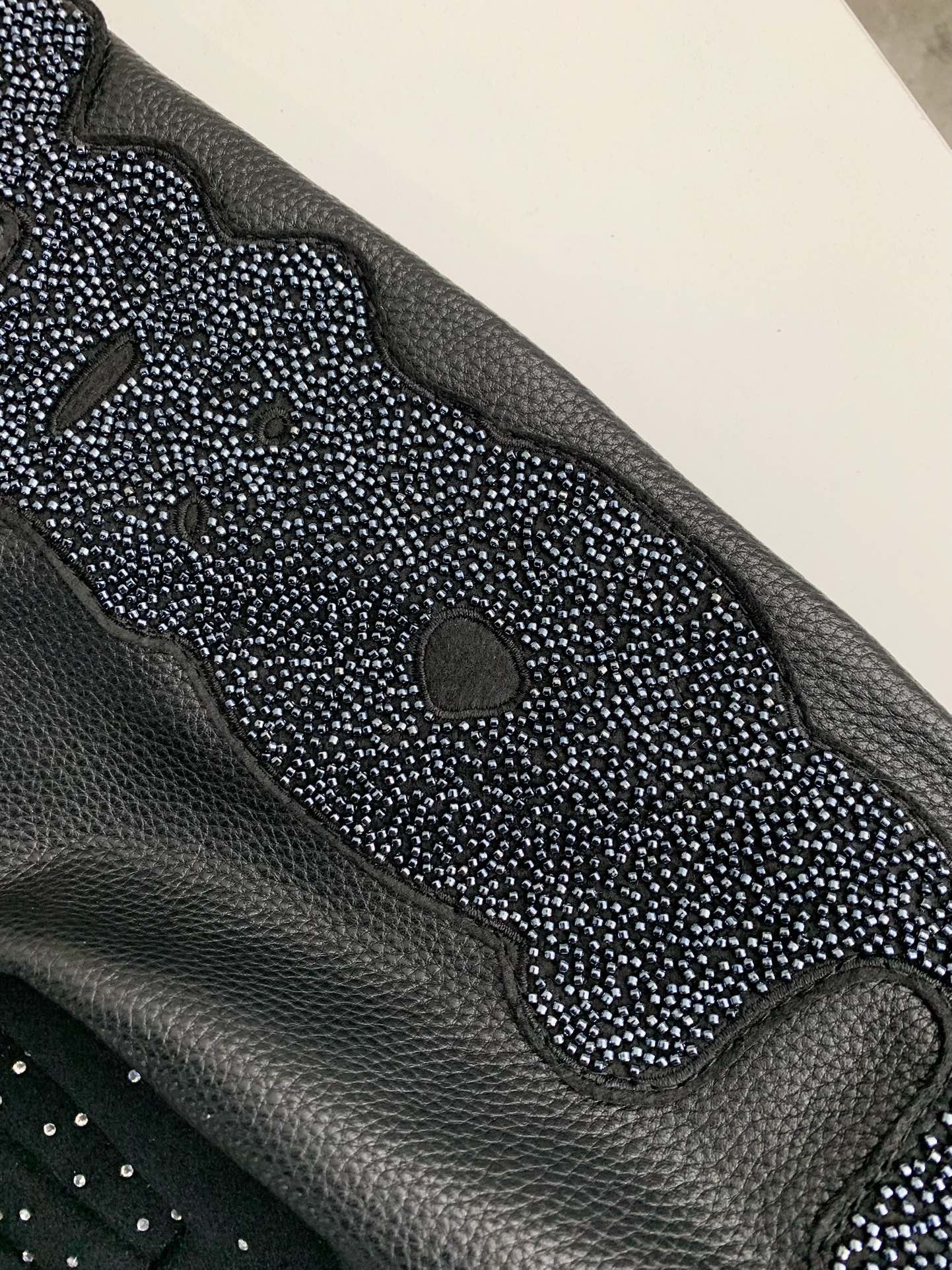 Louis Vuitton FW23 lettered beaded embroidered leather jacket