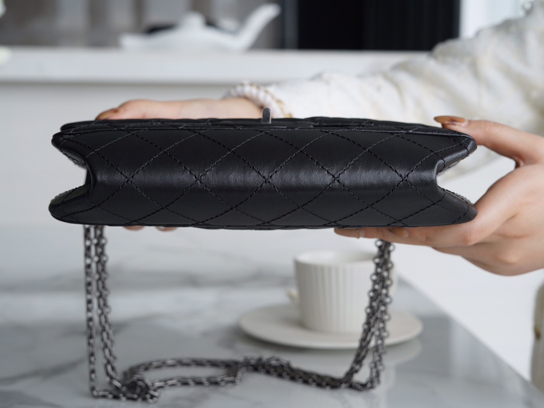 𝗖𝗵𝗮𝗻𝗲𝗹 Replica ❷. ❺❺ Italian [Montebello] Calfskin Small   Black Silver