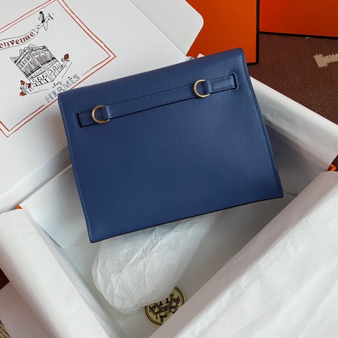 Kelly DanSe 22cm picture Greek blue gold and silver buckle in stock evercolor leather