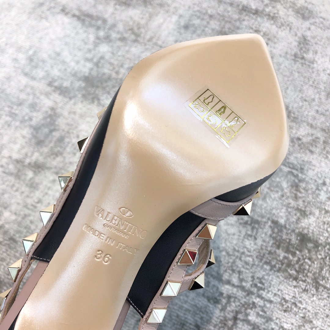 Valentino VT Collection Two Strap Mid Heel 10cm Black