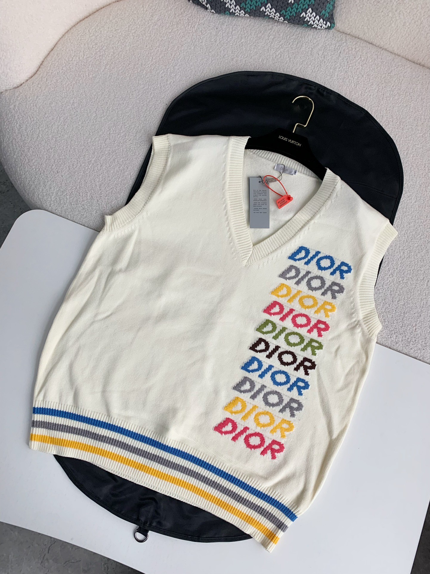 Dior Monochrome striped knitted waistcoat