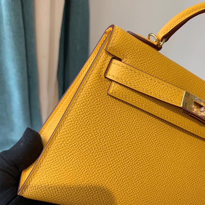 Mini II 9D Amber Yellow Original Epsom Leather Gold Buckle
