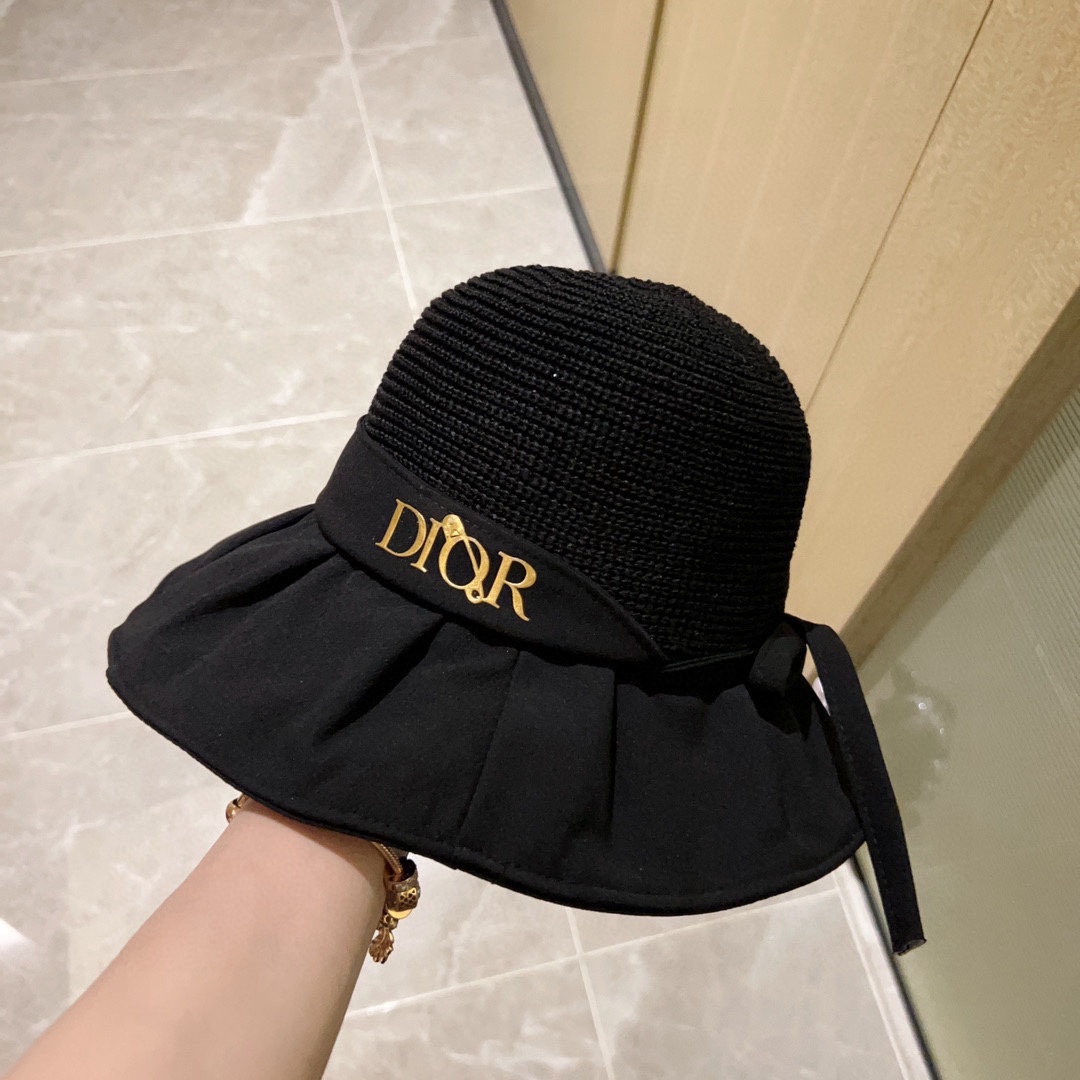 [Dior Dior] 2023 spring and summer style simple splicing sunset fisherman hat