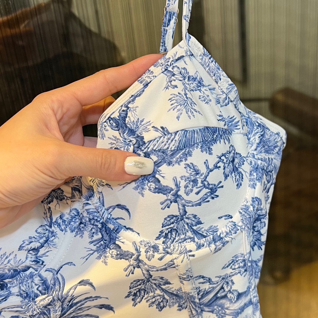 Dior Halter Gathering One-Piece Swimsuit