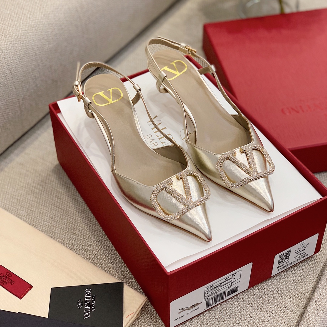 【Valentino】Valentino highest version of kitten heel sandals custom original top calfskin