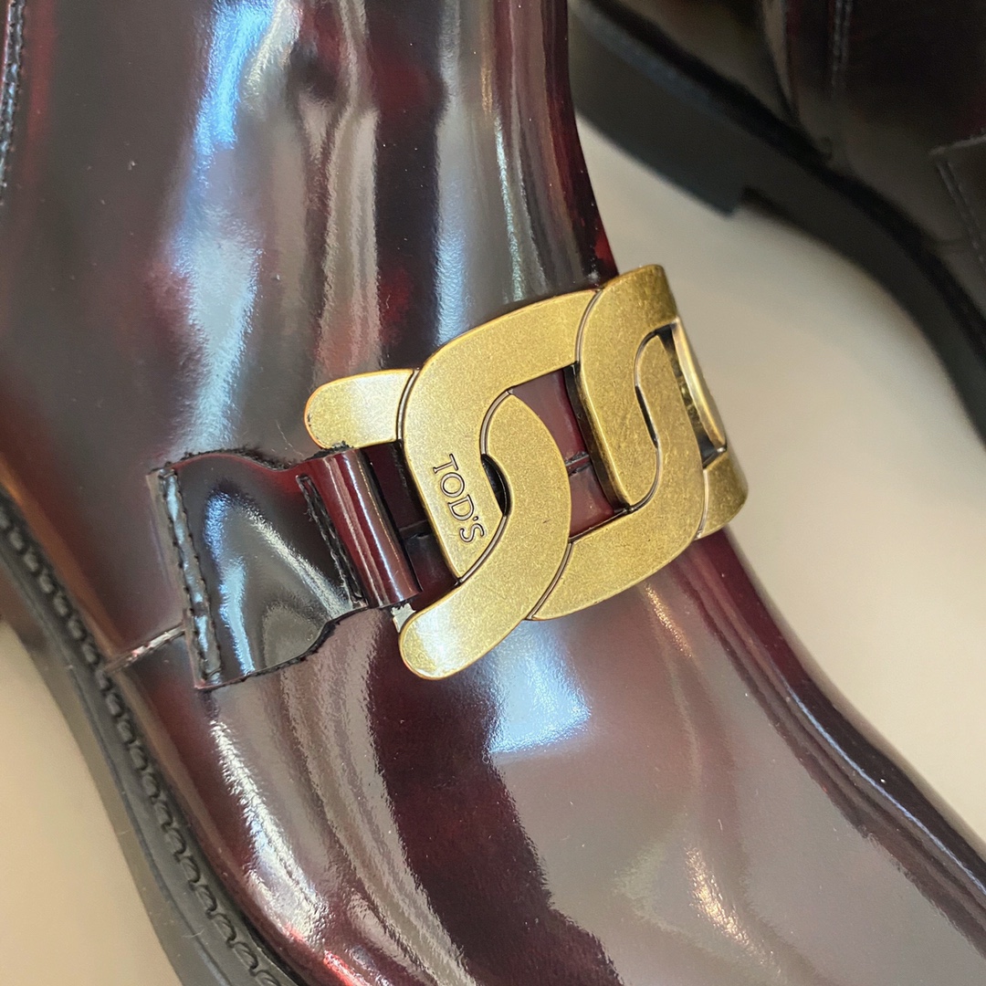 TOD'S 𝙏𝙊𝘿𝙎 Todds 2020 autumn and winter new short boots ✔️ metal buckle short boots import open edge bead cowhide