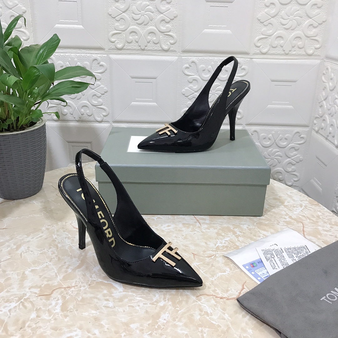 𝐓𝐎𝐌𝐅𝐎𝐑𝐃｜𝟐𝟎𝟐𝟑𝐒𝐒/𝐧𝐞𝐰 TOM high heeled bag toe sandals Original black leather outsole