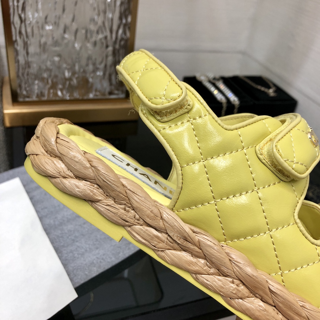 CHANEL 2023 spring and summer latest woven velcro sandals Japan imported woven materials