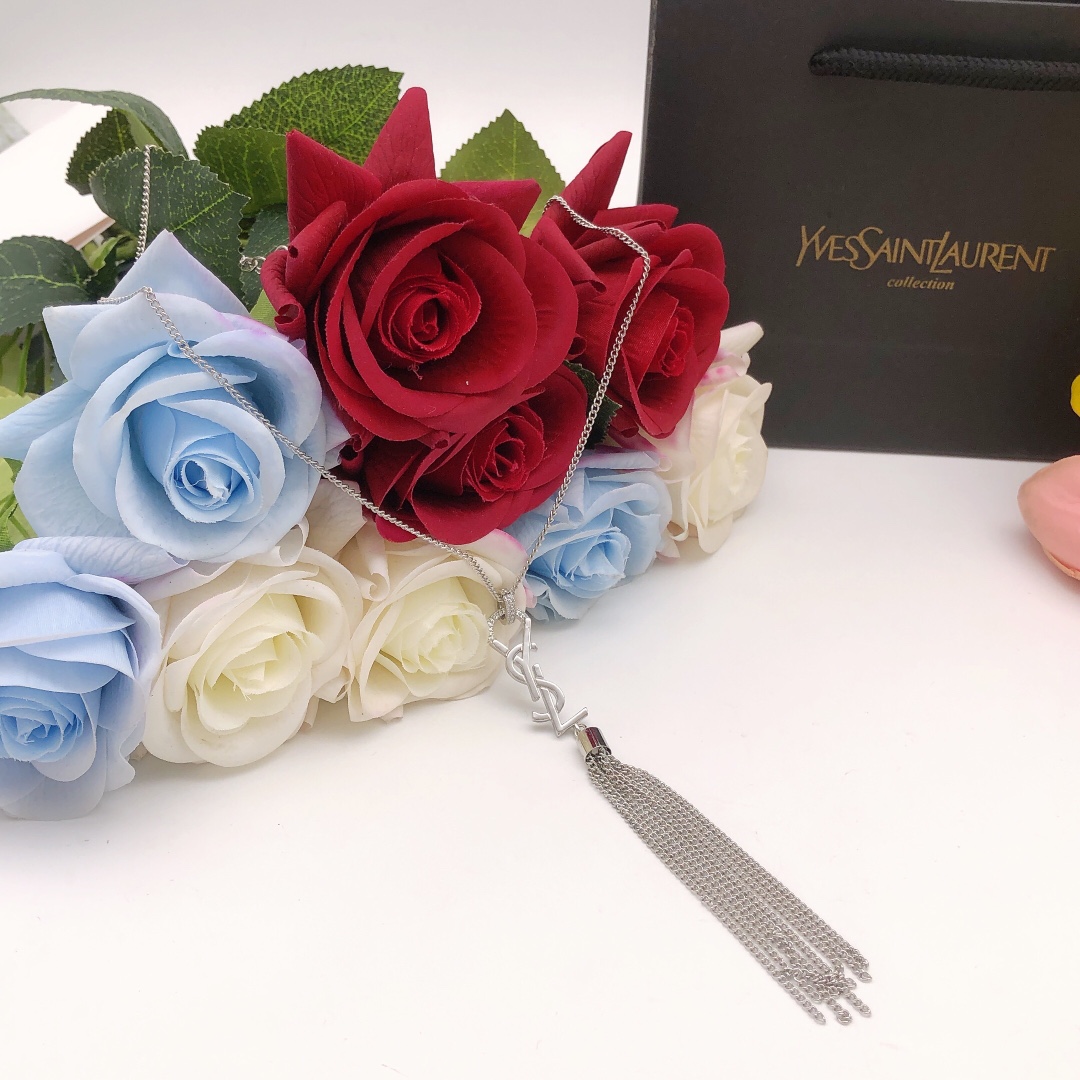 Saint Laurent YSL monogrammed tassel necklace