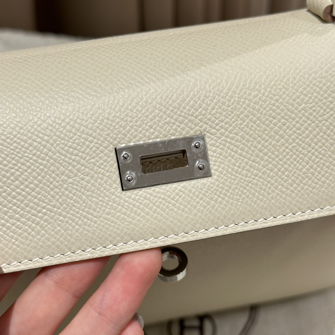 KellyKelly25cm, Milkshake White, Palm Leather, Silver Buckle