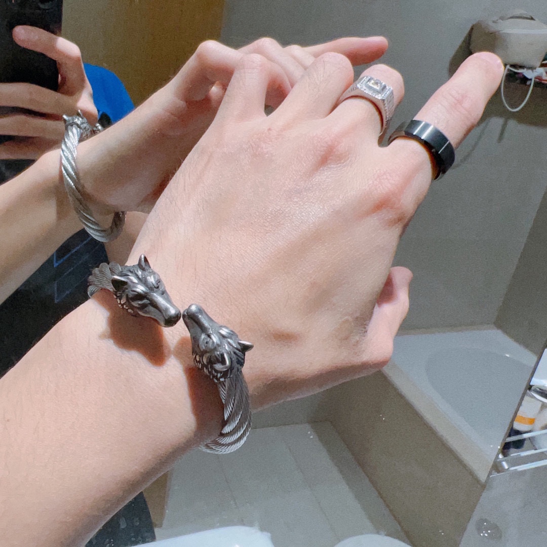 𝐆𝐮𝐜𝐜𝐢 Anger Forest series double G classic series retro silver bracelet