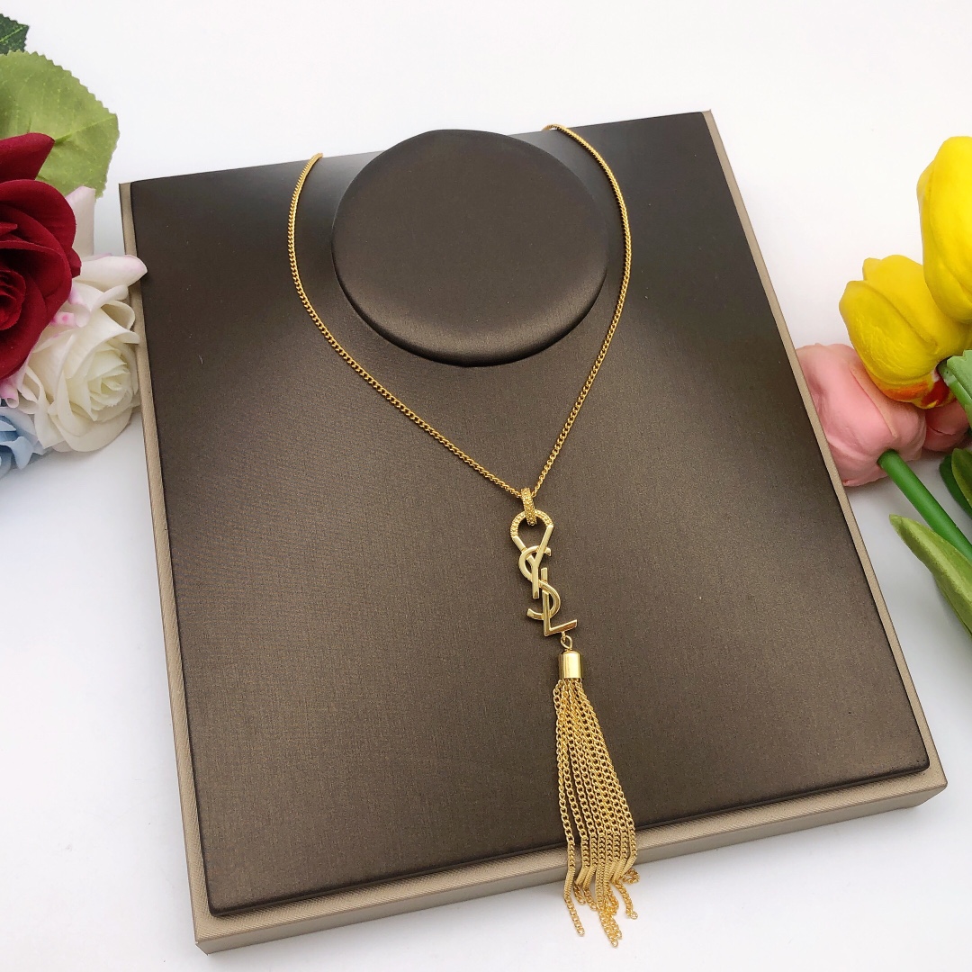 Saint Laurent YSL monogrammed tassel necklace