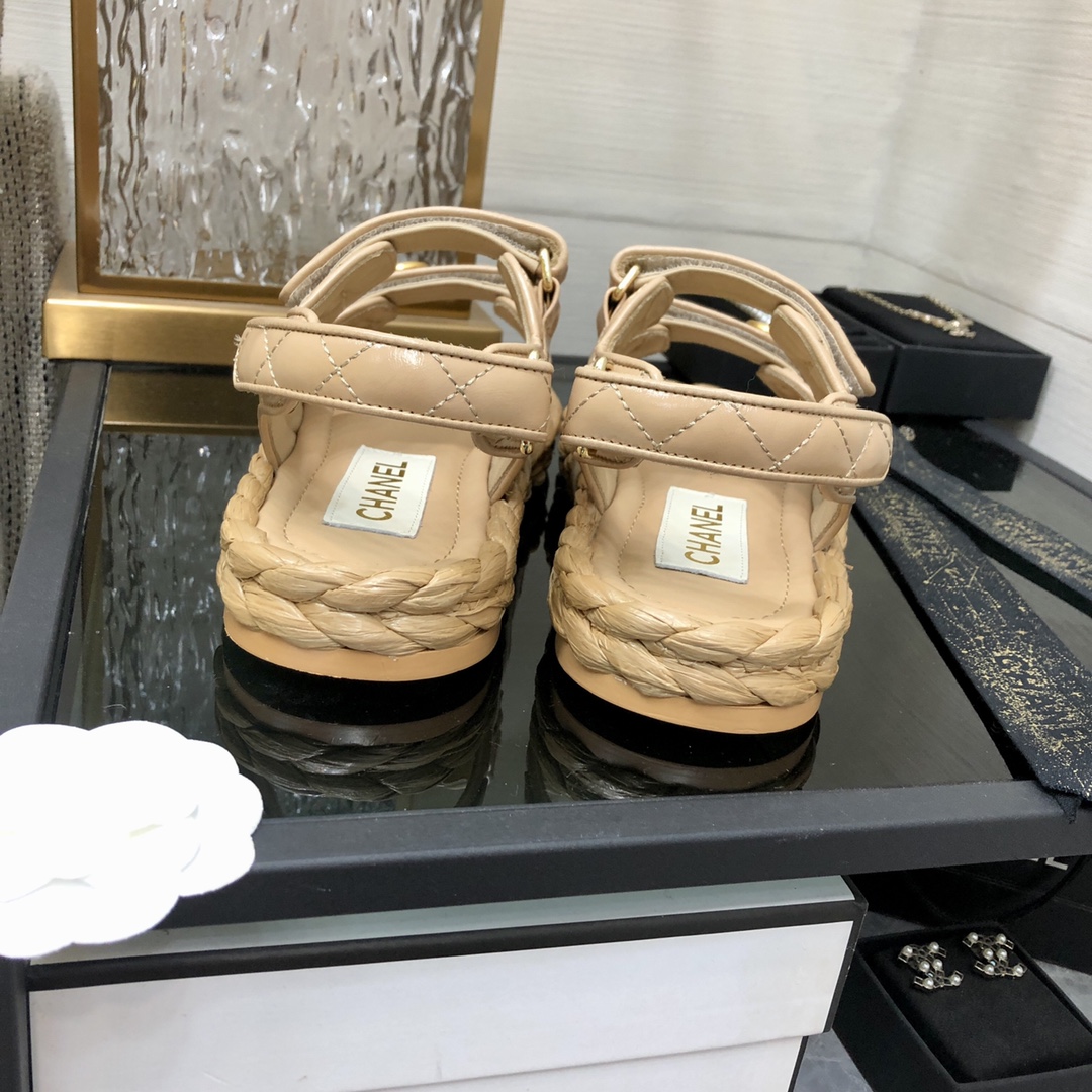 CHANEL 2023 spring and summer latest woven velcro sandals Japan imported woven materials