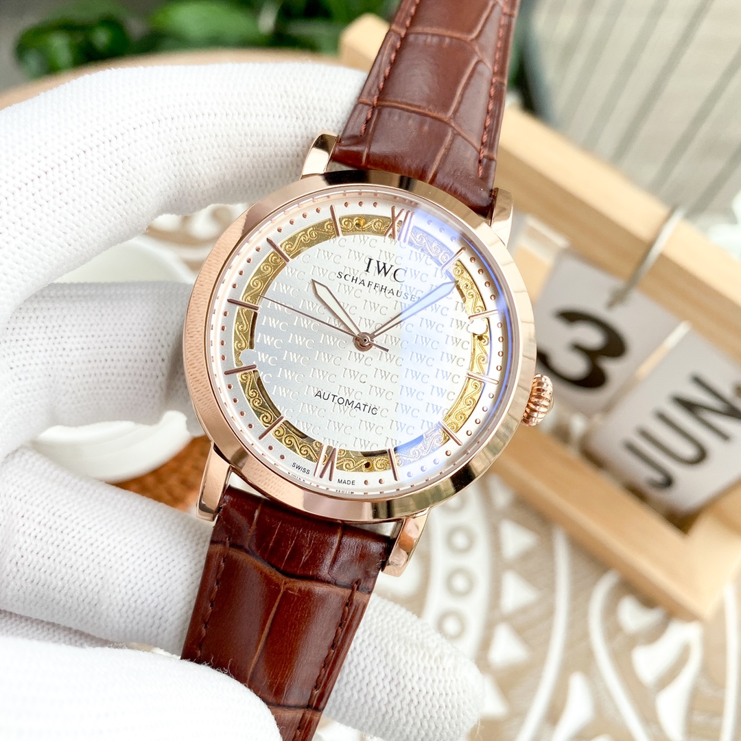 IWC- Fine men's watches Fully automatic mechanical movement, top 316 steel case and strap