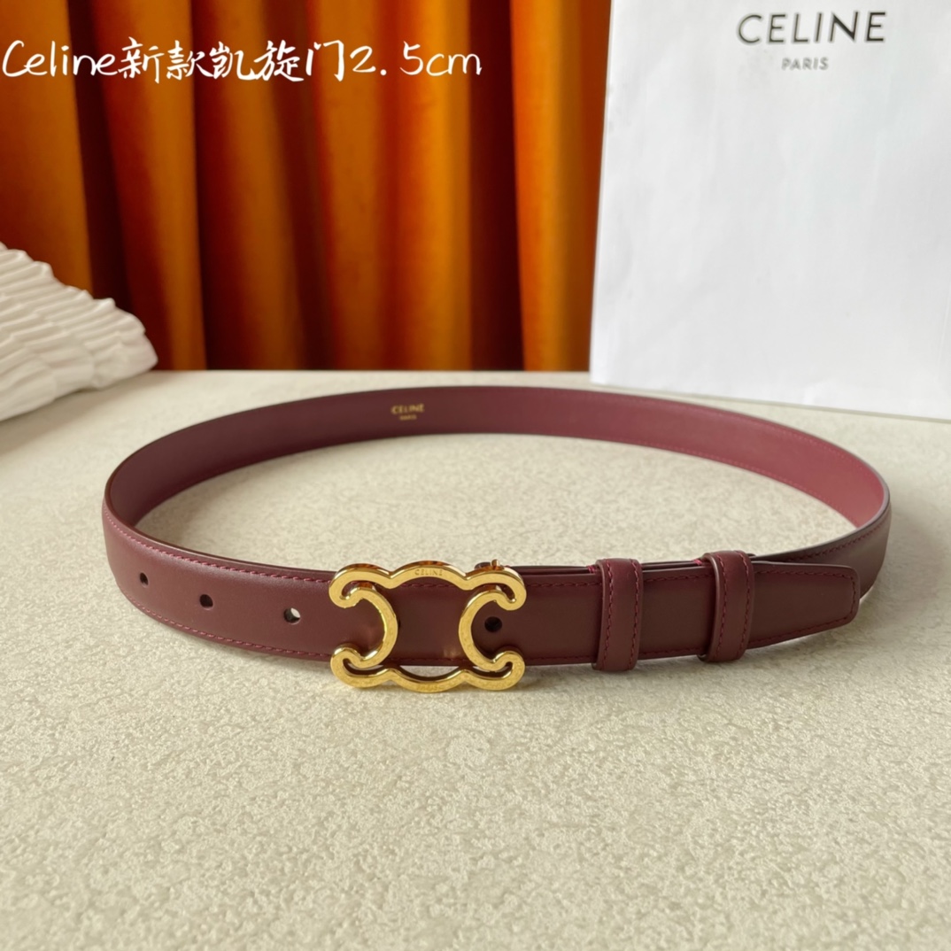 CELINE new leather Arc de Triomphe buckle ladies belt
