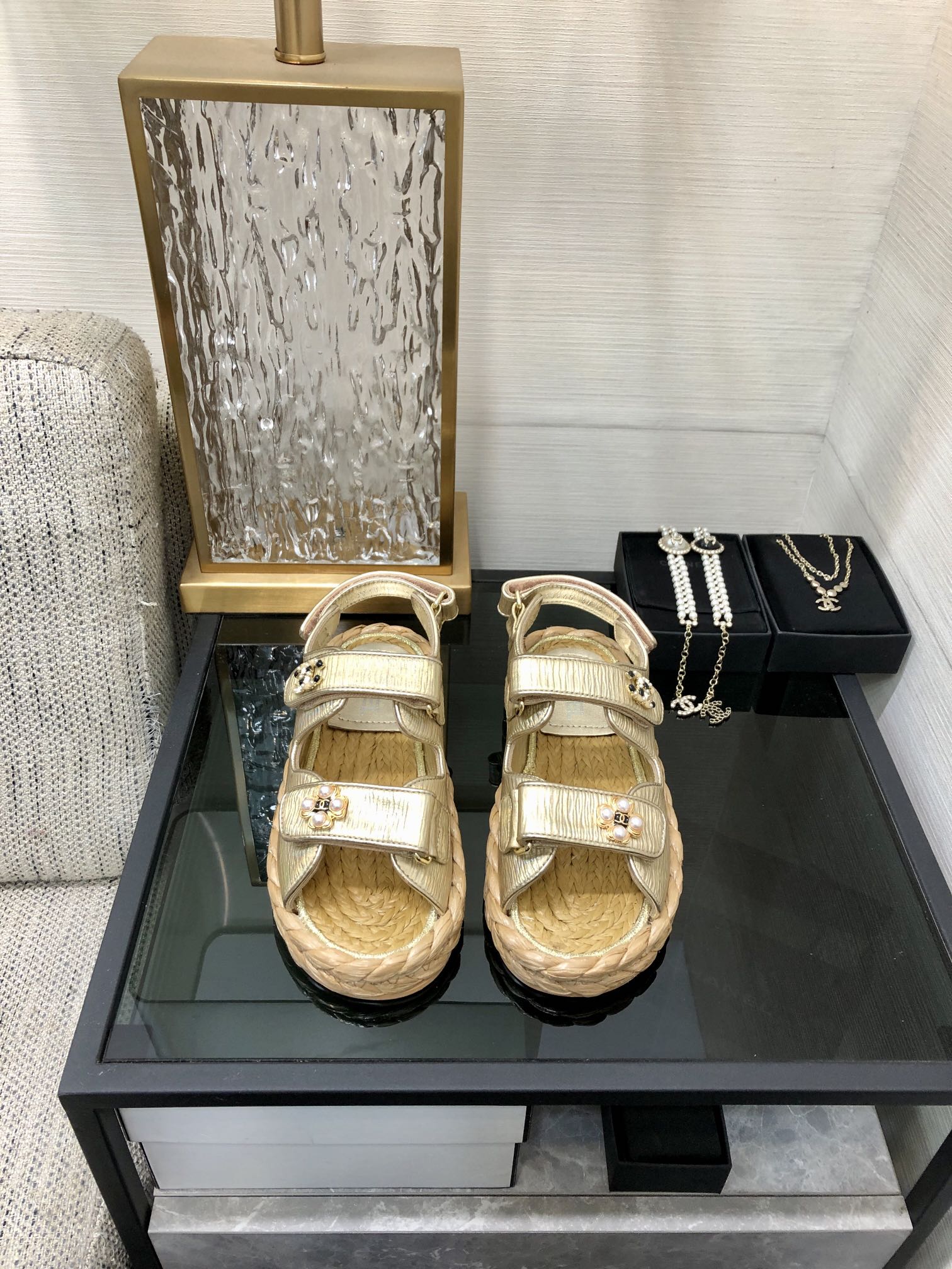 CHANEL 2023 spring and summer latest woven velcro sandals Japan imported woven materials