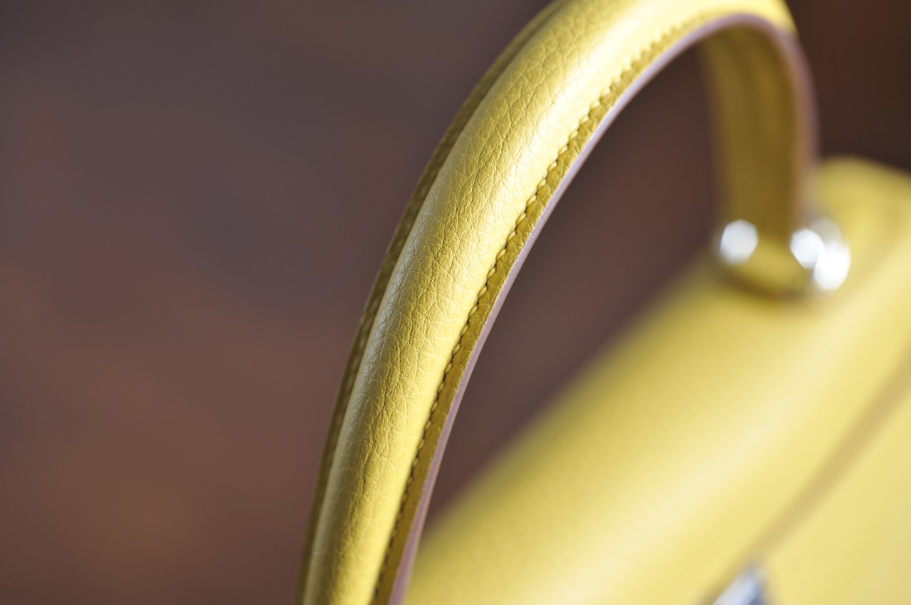 Kelly 28 Inseam Amber Yellow Silver Buckle TOGO Leather