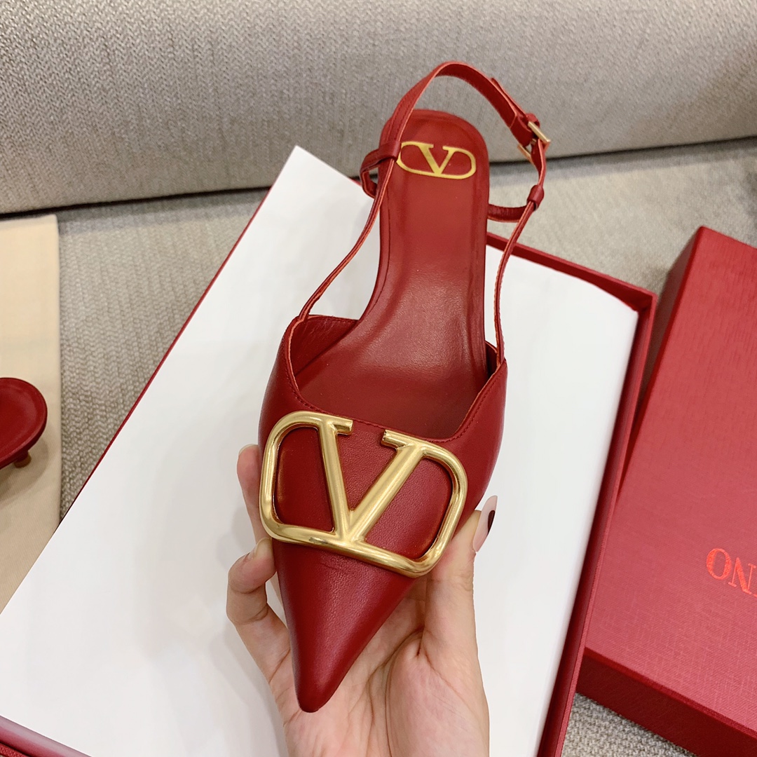 【Valentino】Valentino highest version of kitten heel sandals custom original top calfskin