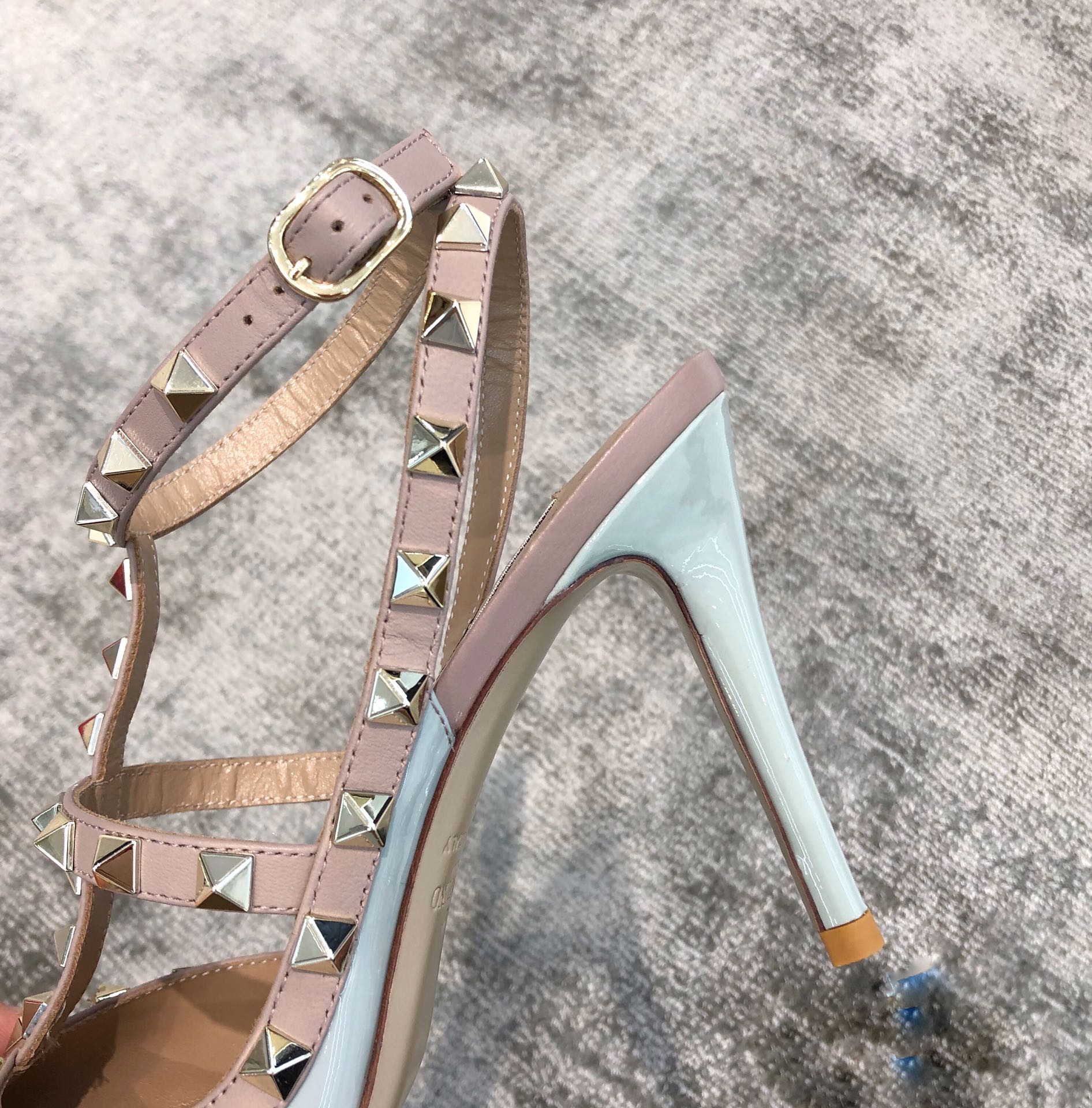 Valentino VT Collection Two Strap Mid Heel 10cm Blue