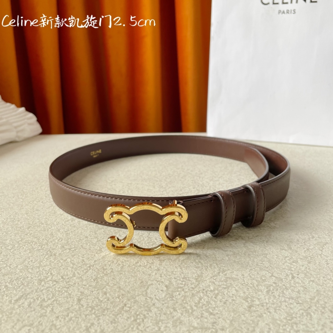 CELINE new leather Arc de Triomphe buckle ladies belt