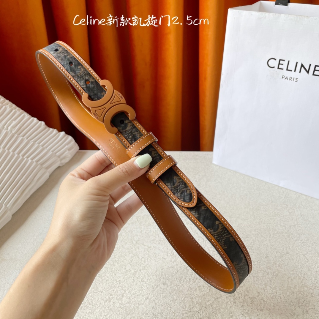 CELINE new leather Arc de Triomphe buckle ladies belt