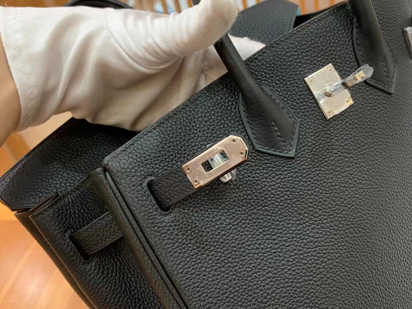 Birkin Black Silver Buckle togo French original beeswax thread