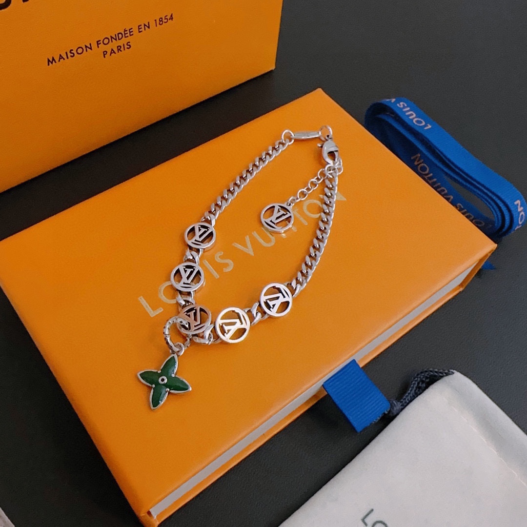 Louis Vuitton vintage silver bracelet couple's version 22cm20cm18cm changeable length