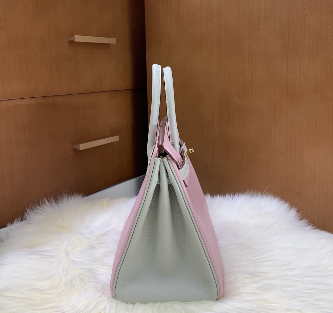 Birkin 25cm swift leather 3Q powder ➕ pearl grey gold buckle